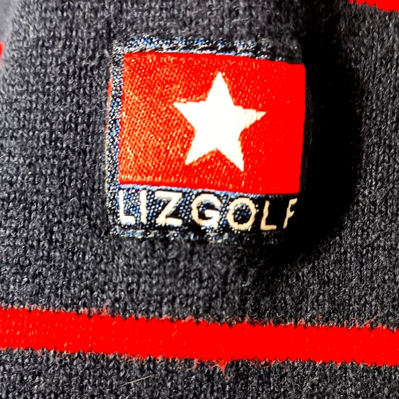 Liz Golf EUC Women's V-neck Cardigan, Large, Navy with Red Stripes White Accents - Picture 6 of 9